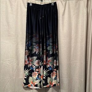 Lauren Ralph Lauren Floral Charmeuse Wide-Leg Pant size Small